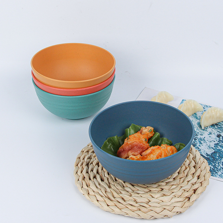 Creative wheat straw simple household bowls, student dormitory instant noodle bowls, anti-drop children's bowls, dessert bowls Specification drawing
