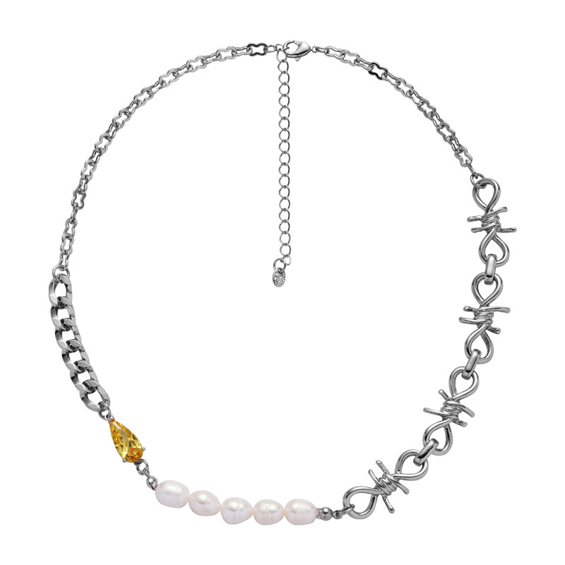 Natural pearl thorn necklace for women, exquisite, sweet and cool design, simple sweater chain, individual temperament, versatile wholesale accessories Item Picture