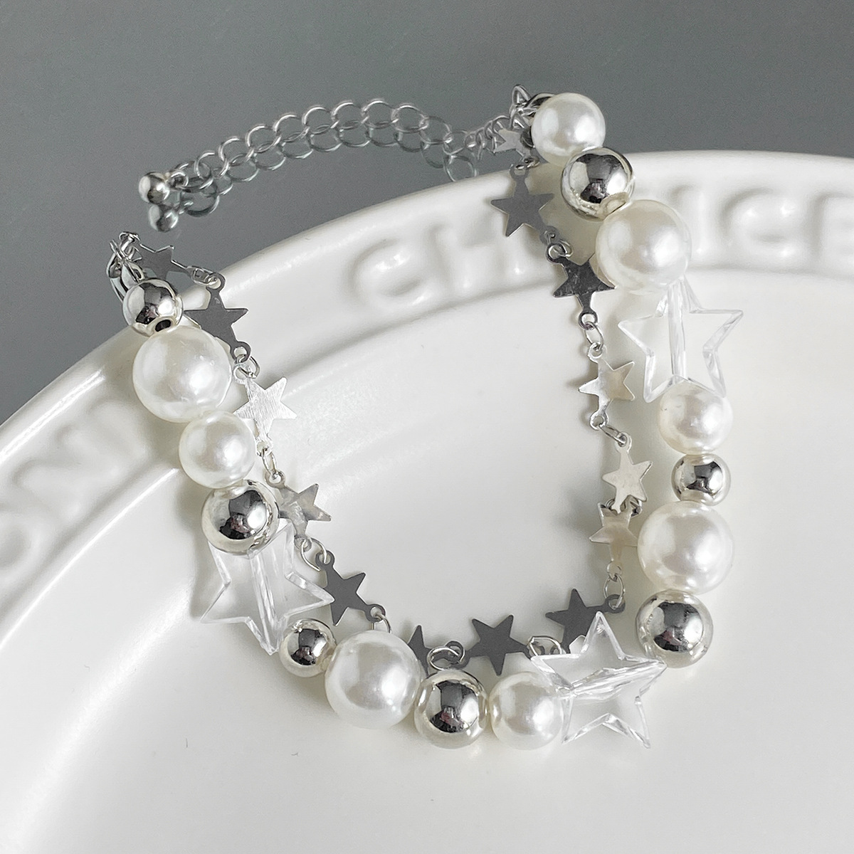 European and American pastoral, fresh and elegant, pearl-like style necklace versatile star-shaped beaded necklace for cross-border women Specification drawing
