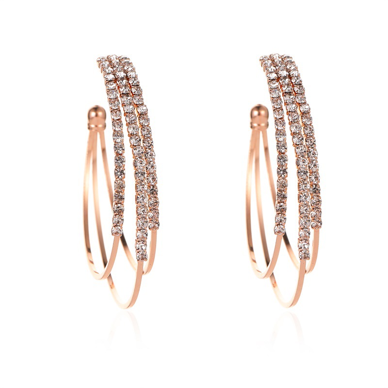 Korean-style fashionable and versatile earrings, women's personalized design multi-layer earrings, C-shaped ear rings, best-selling exaggerated internet-famous earrings Item Picture