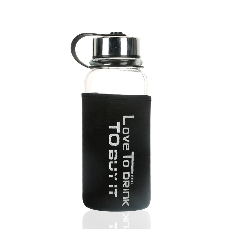 Creative space cup, water cup, large-capacity glass cup, transparent glass, portable water cup with heat-insulating cup sleeve Item Picture