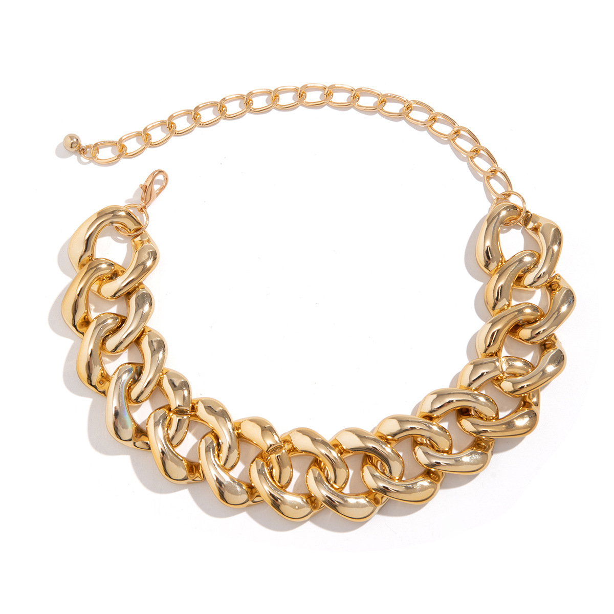 European and American punk style cool hip-hop thick chain necklace necklace exaggerated geometric buckle simple necklace accessory Item Picture