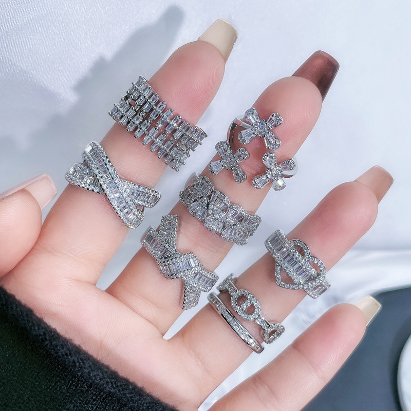 French light luxury heavy industry full-diamond zircon open ring, a high-end women's, niche, individual, fashionable and hot girl's temperament ring Application Scenario