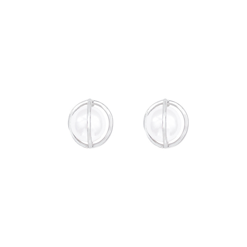 925 Silver Needle Planet Stud Earrings for Women, Silver line winding earrings, French retro, trendy and trendy, niche earrings Item Picture