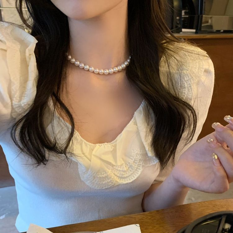 fever's pearl necklace for women, a niche, light luxury and high-end style necklace, a 2025 new collarbone chain accessory Specification drawing