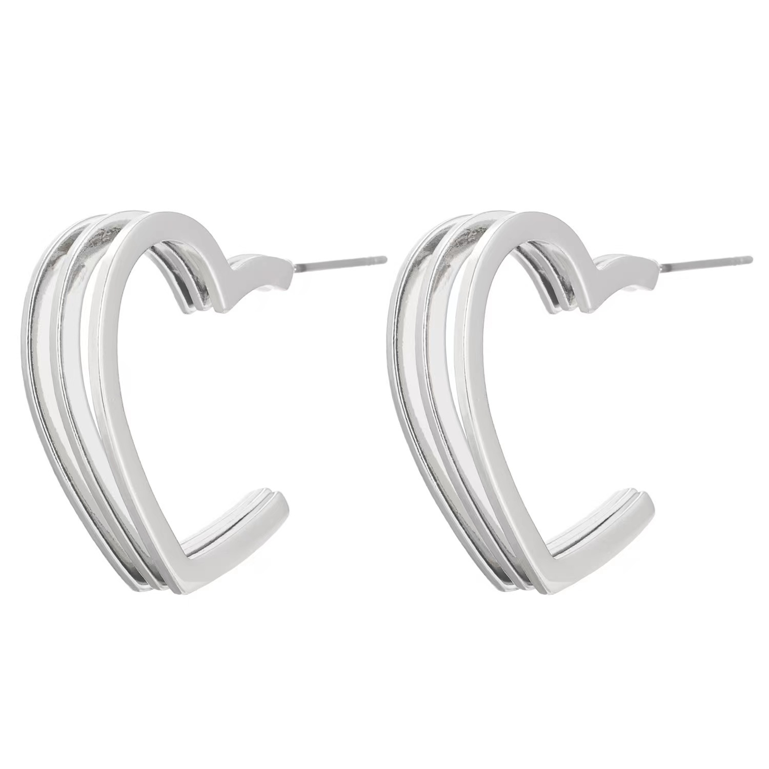 Hong Kong-style retro high-end hollowed-out three-layer wave earrings, Korean-style, simple and versatile earrings with a Korean design sense Item Picture