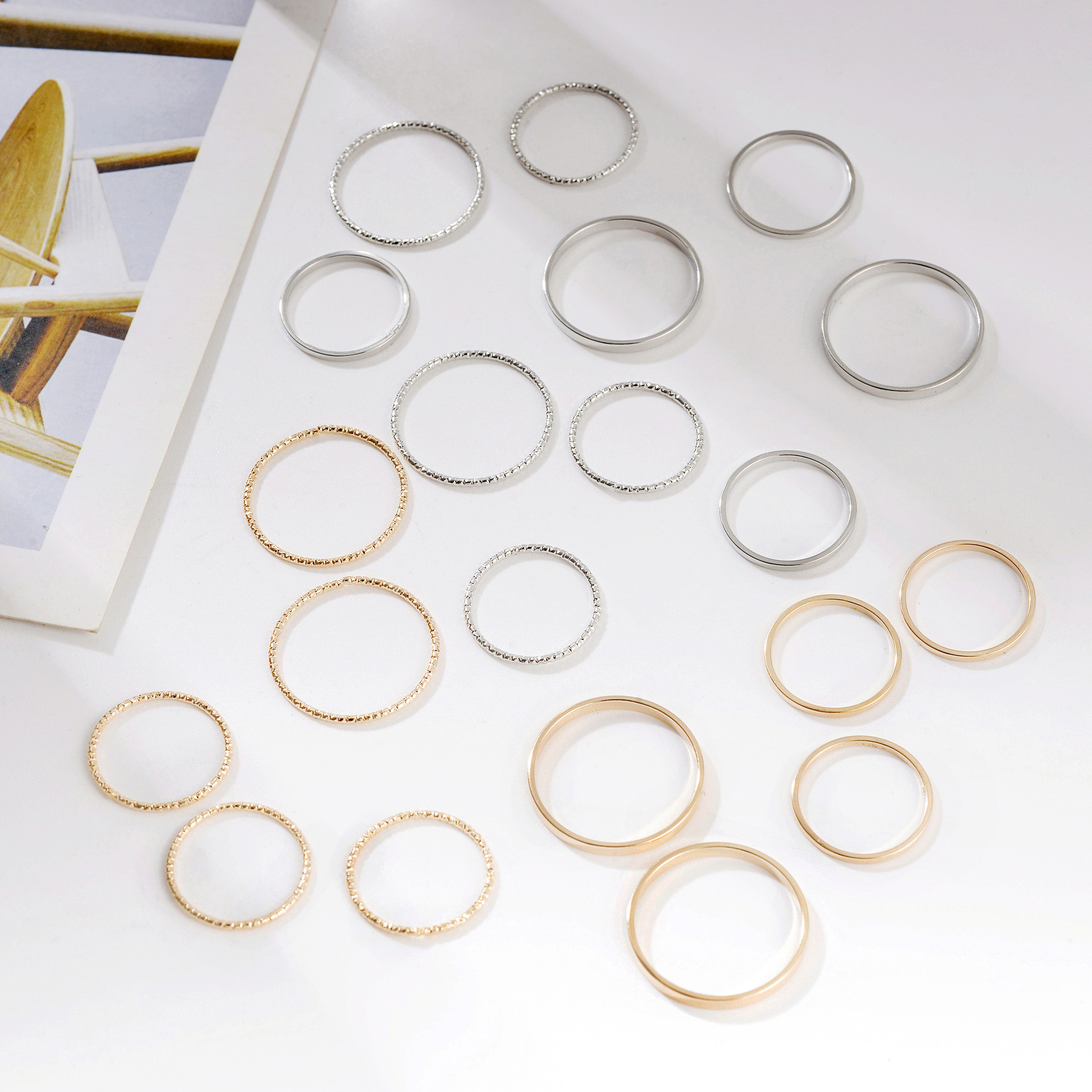 Cross-border bestseller, personalized and simple ten-piece ring set, versatile index finger grand ring set combination, joint tail ring for women full figure