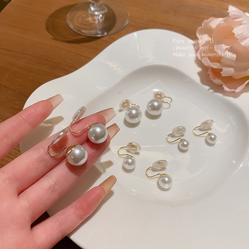 French pearl ear clips, no ear holes, mosquito-repellent incense plate ear clips, ear studs, light luxury, niche, small and elegant, gentle earrings and earrings Specification drawing