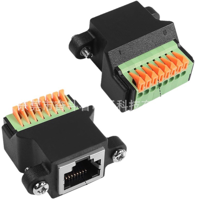 RJ4 female to 8-pin quick connection terminal, 8P8C panel locking screw, network cable extension connector Item Picture
