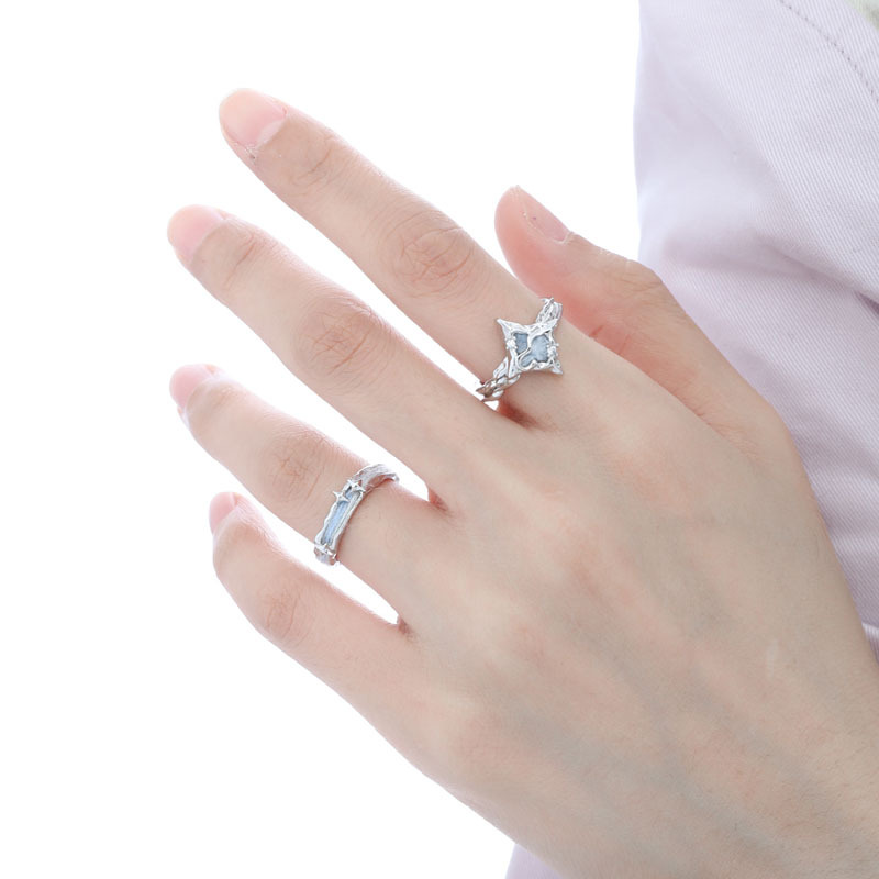 A high-end, light luxury, individual glazed open ring for women, a niche design, a cold style, and a high-end zircon fashion ring details Picture