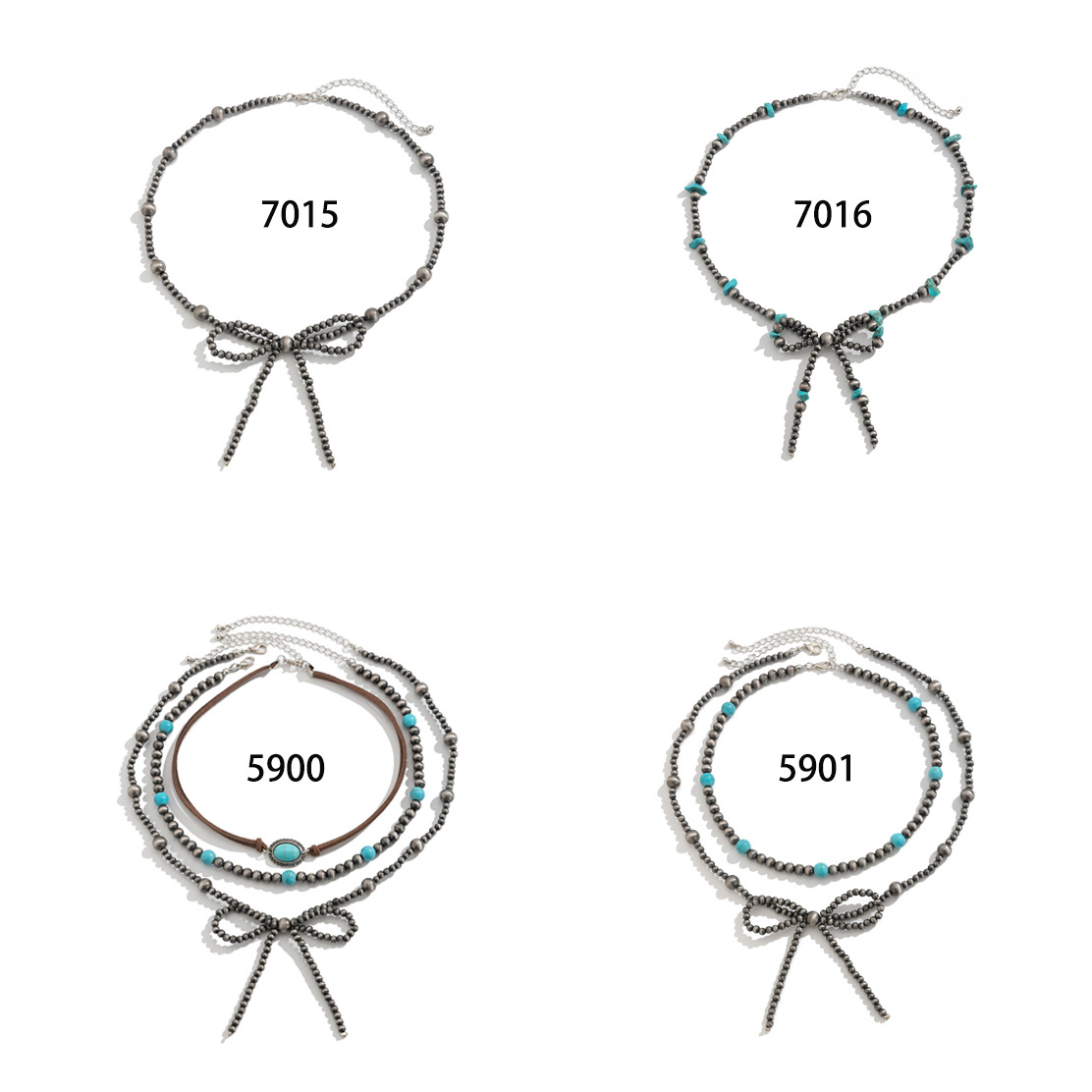 European and American cross-border accessories, Bohemian bow beaded necklace, turquoise Western cowboy collarbone chain set Application Scenario