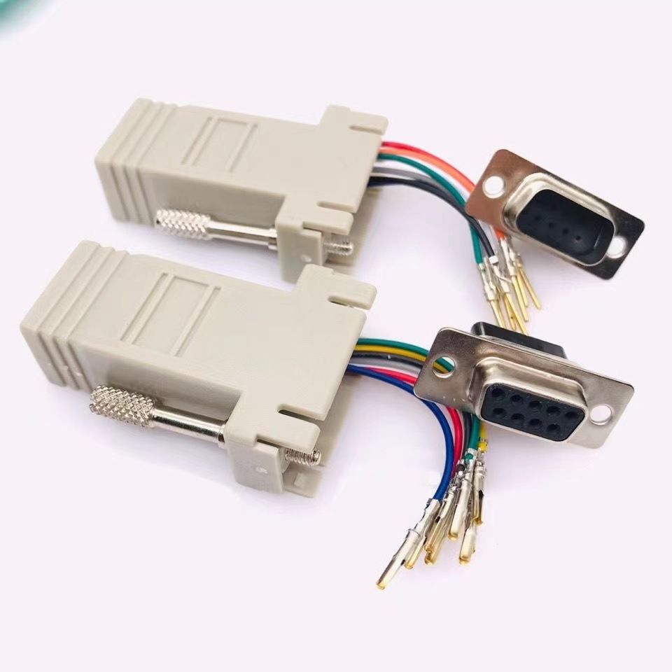 RJ45 to DB9RS232 serial port adapter, network port converter, network port to RJ45, DB9 male/female external connection Specification drawing