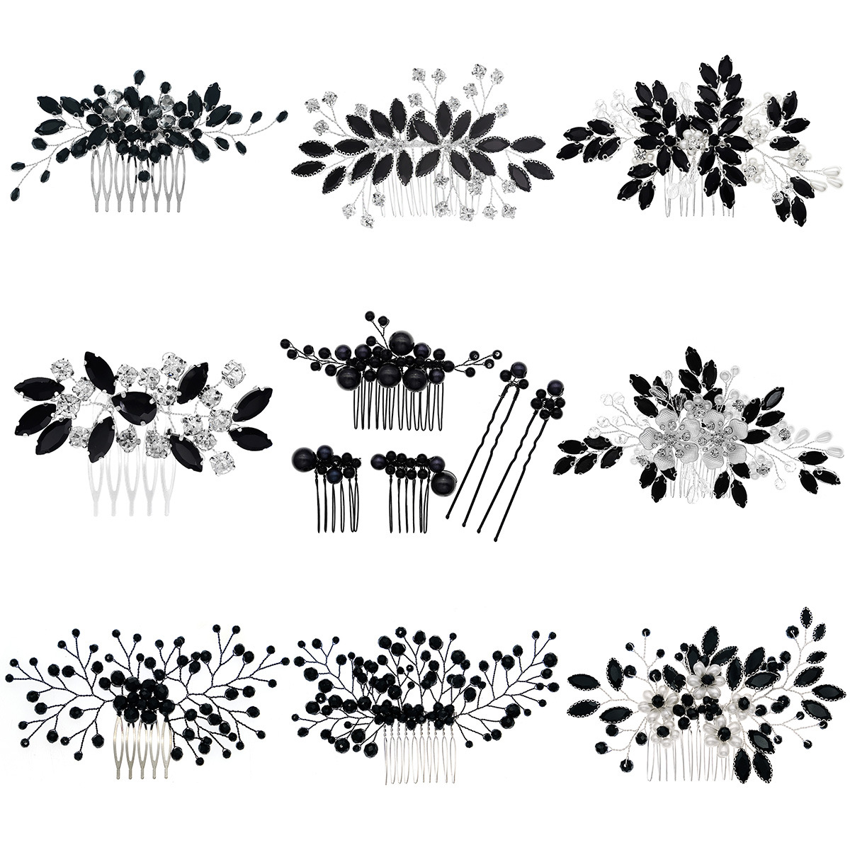 European and American accessories, handcrafted bride combs, retro wedding banquet style, dress and hair accessories, versatile Halloween black hair combs for girls full figure