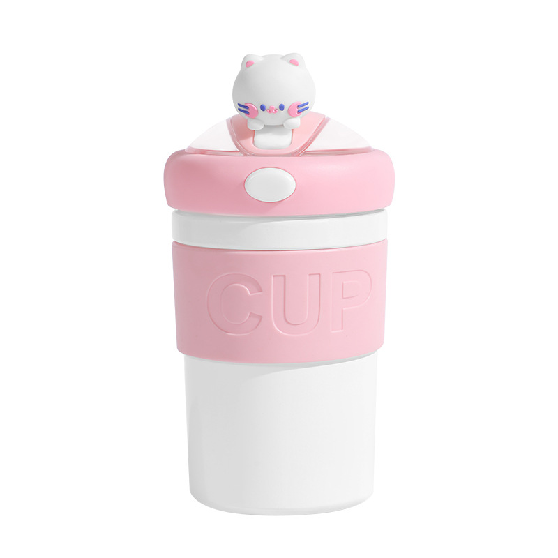 Girls' high appearance level water cup, double-layer glass cup, office home coffee cup, opening ceremony gift cup, plastic glass cup Item Picture