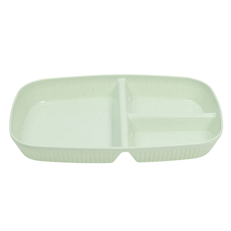 Wheat straw fat-reducing divider plates, household three-compartment divider plates, high appearance level fat-reducing plates, plastic food plates wholesale Item Picture