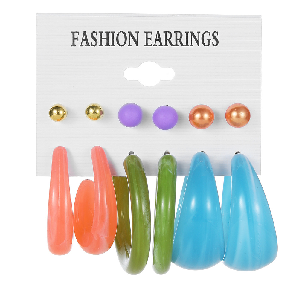 Amazon 36-pair retro alloy butterfly pearl stud earring creative and simple resin resin clip earring set Item Picture