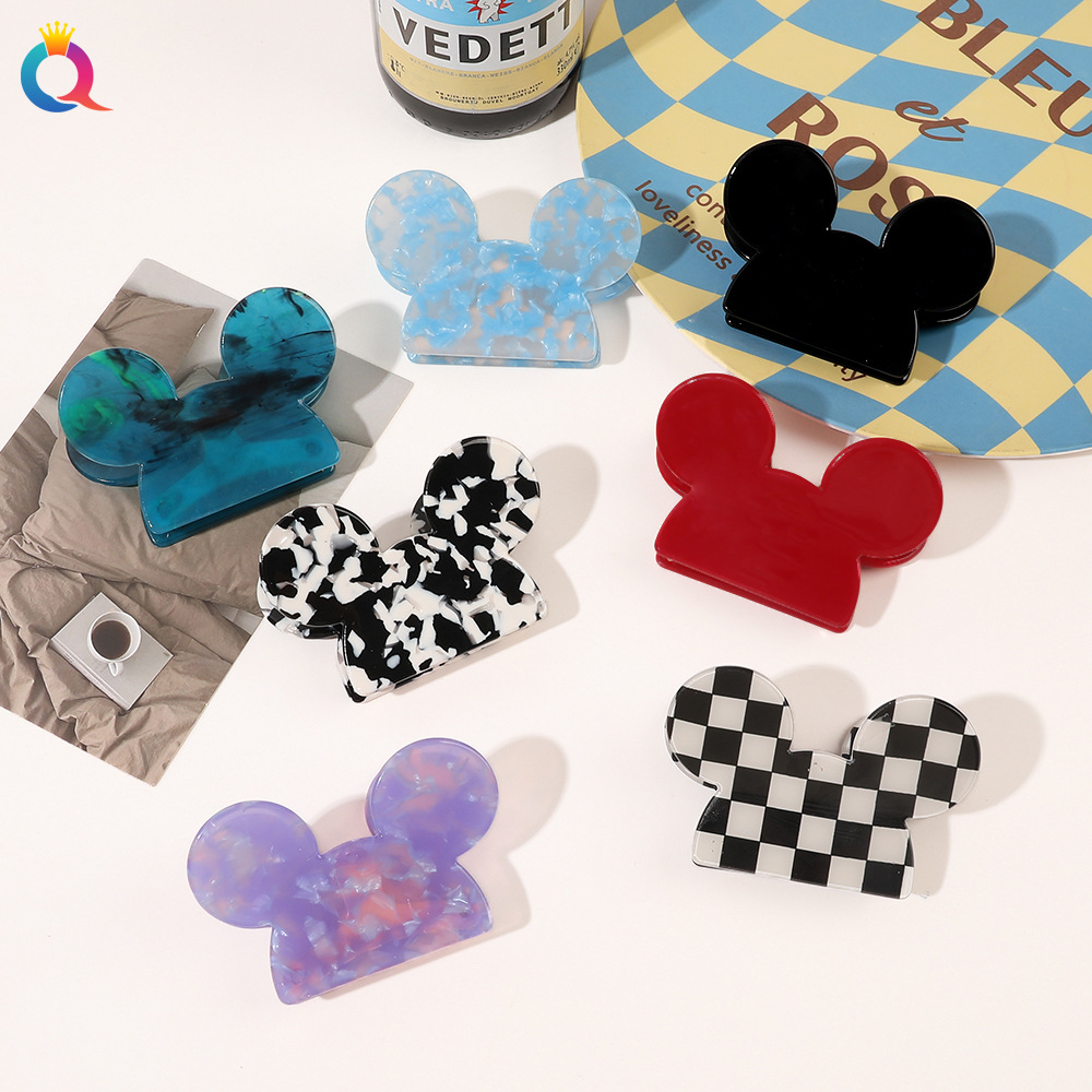 Qiyue Acetate hair clips, Cartoon Mickey Mouse grab clips, fashionable cross-border shark clips, simple bun hair clips, children's hair accessories, headwear details Picture