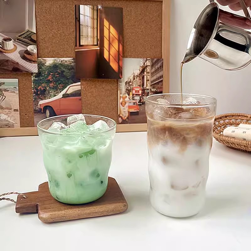 High borosilicate high-temperature resistant transparent cloud glass water cup, coffee glacier glass cup, American latte beverage glass cup Application Scenario