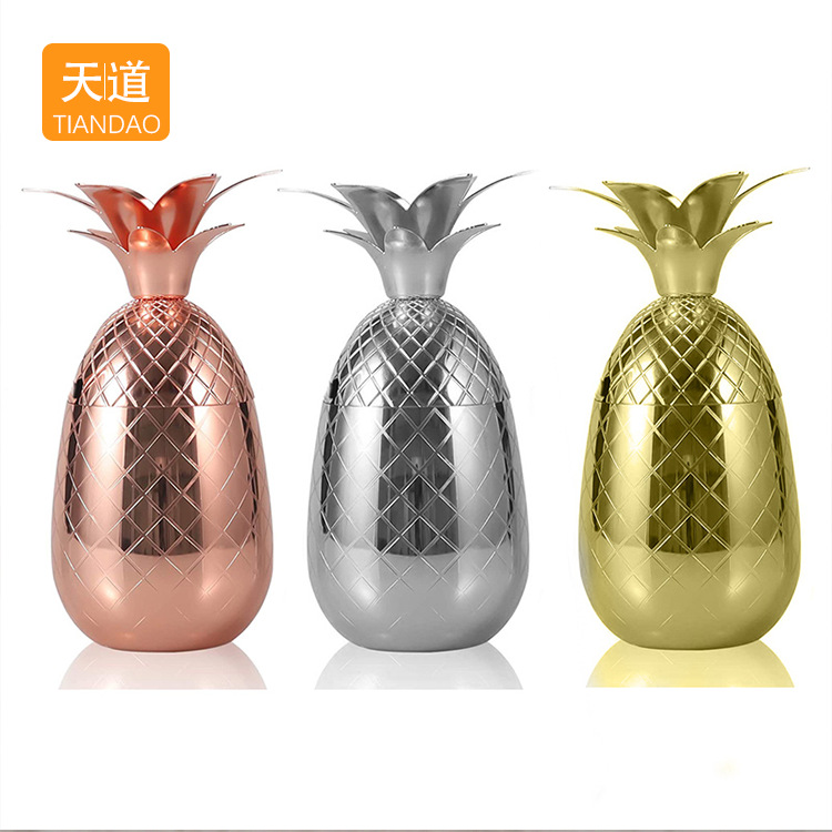 New wine glasses: Pineapple glass, creative mint juice cup, bar milk tea shop juice drink cup, metal wine glass, cocktail glass full figure