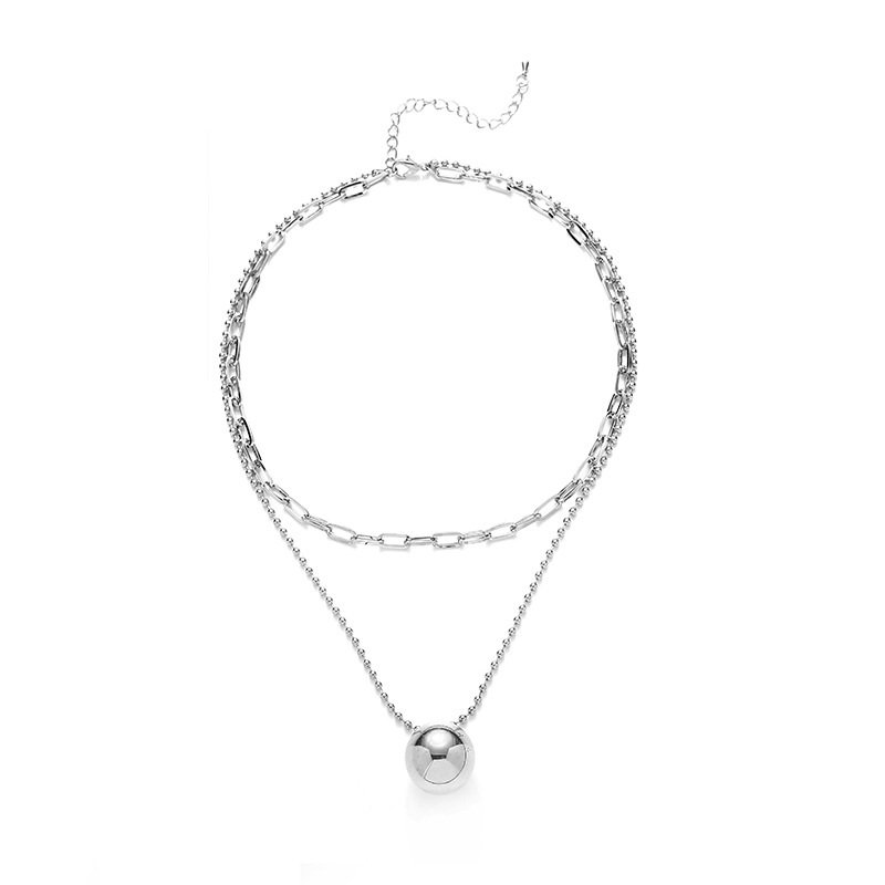 The simple style round bead stacked necklace is a fashionable and versatile cross-border accessory for women. The sweater chain is unique and individualistic Item Picture
