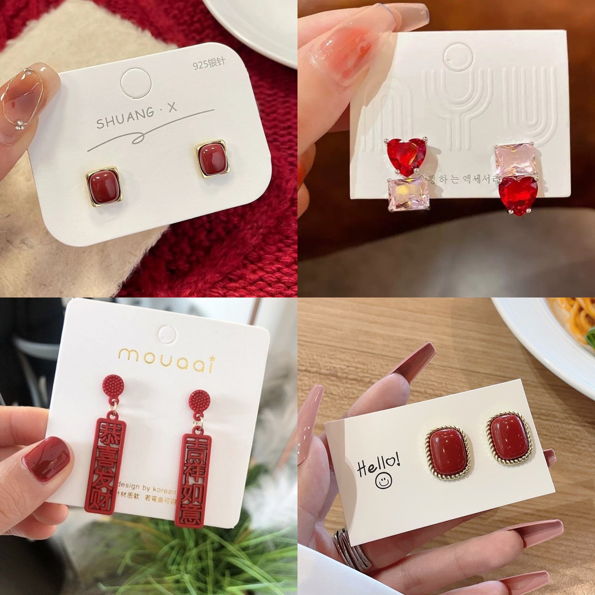 The Ankola red festive stud earrings for women in 2025 are a trendy, niche, retro and versatile pair, perfect for the Spring Festival full figure