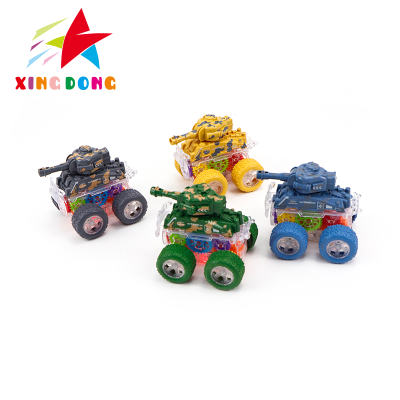 Children's toy car colorful/four-wheel drive/dual-inertia stunt tank car display box packaging YM-1108F
