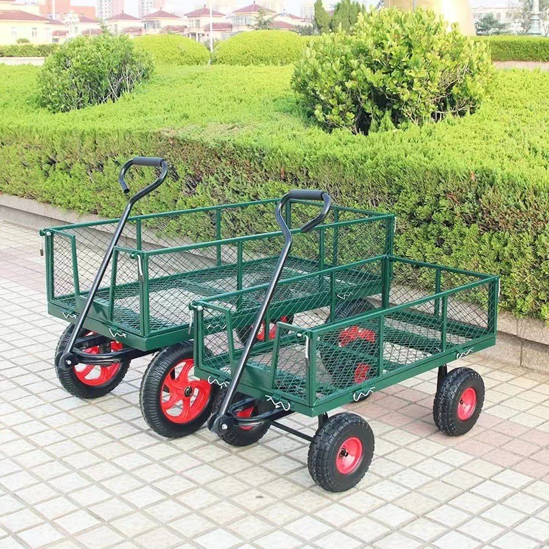 The fence four-wheel transport folding trolley is multi-purpose for carrying goods. The folding disassembly and assembly trolley is multi-functional and can be pushed by hand Specification drawing