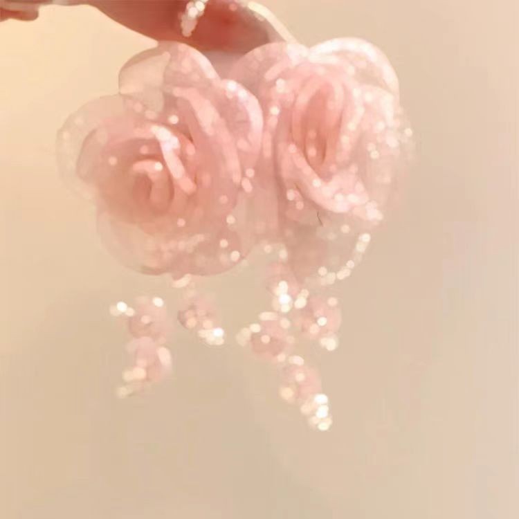 Red Beauty ~ Spring and Summer forest-themed pink flower earrings 2025 New bestseller Earrings, high-end women's stud accessories full figure