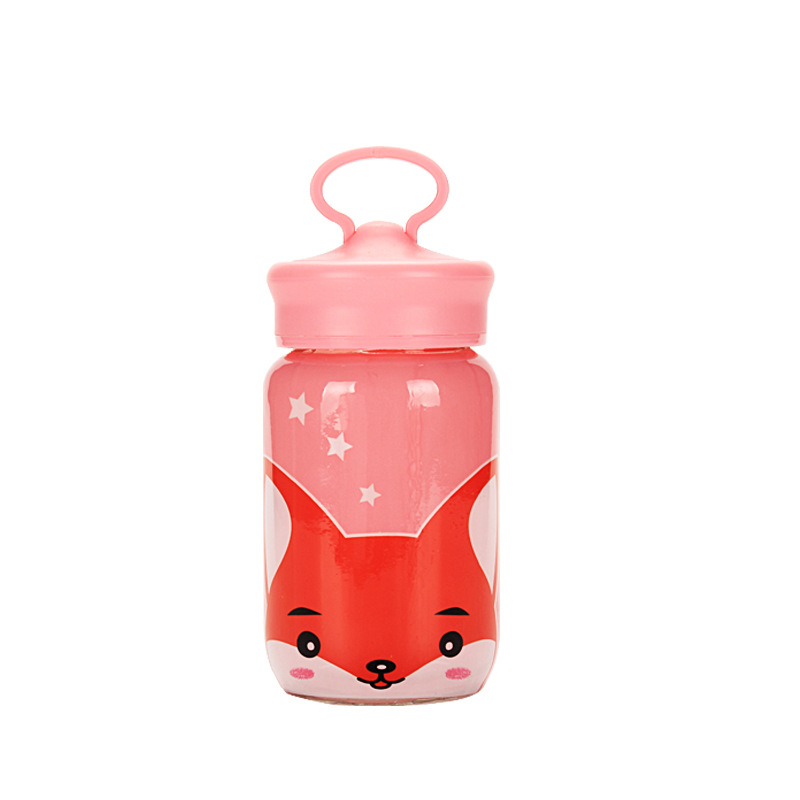 Fox glass cup advertising cup, female student's personalized and trendy mobile phone stand, water cup, fresh, portable and cute cup Item Picture