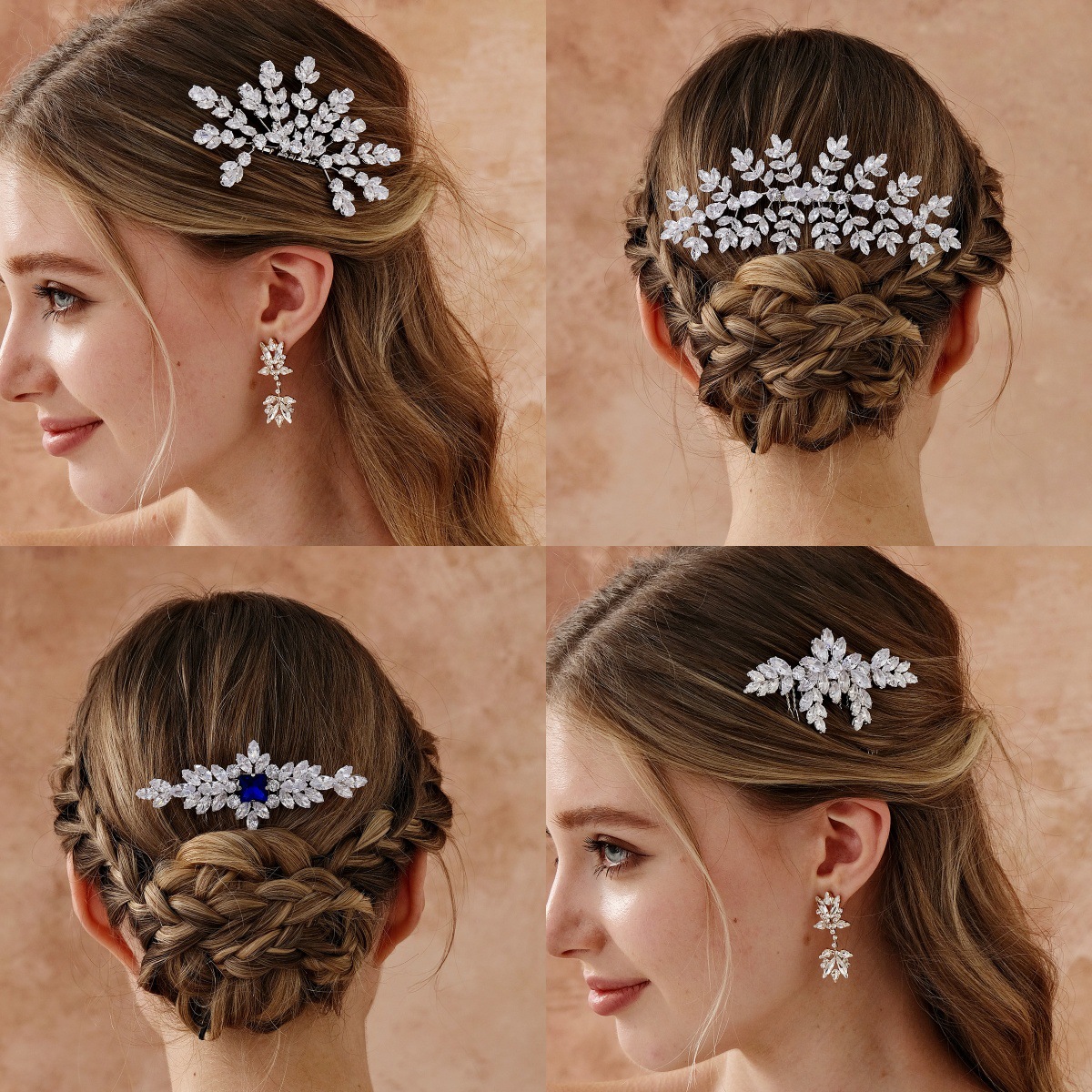 European and American bridal hair accessories, zircon hair combs, women's high-end style, versatile wedding headwear, banquet and party accessories, updo hair tips and combs full figure