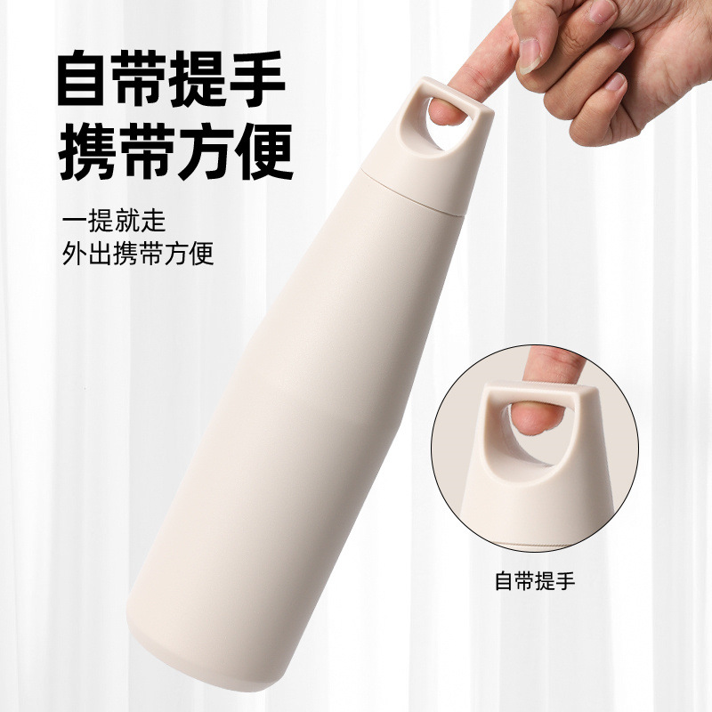 Cross-border small-mouthed handle conical cup, 316 stainless steel gentleman cup, portable large-capacity car heat and cold preservation water bottle details Picture