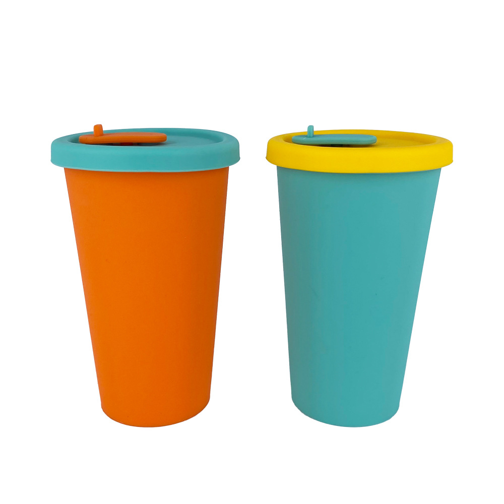 Food-grade platinum silicone disposable cup, shockproof and durable, reusable straw cup, coffee mouthwash cup details Picture