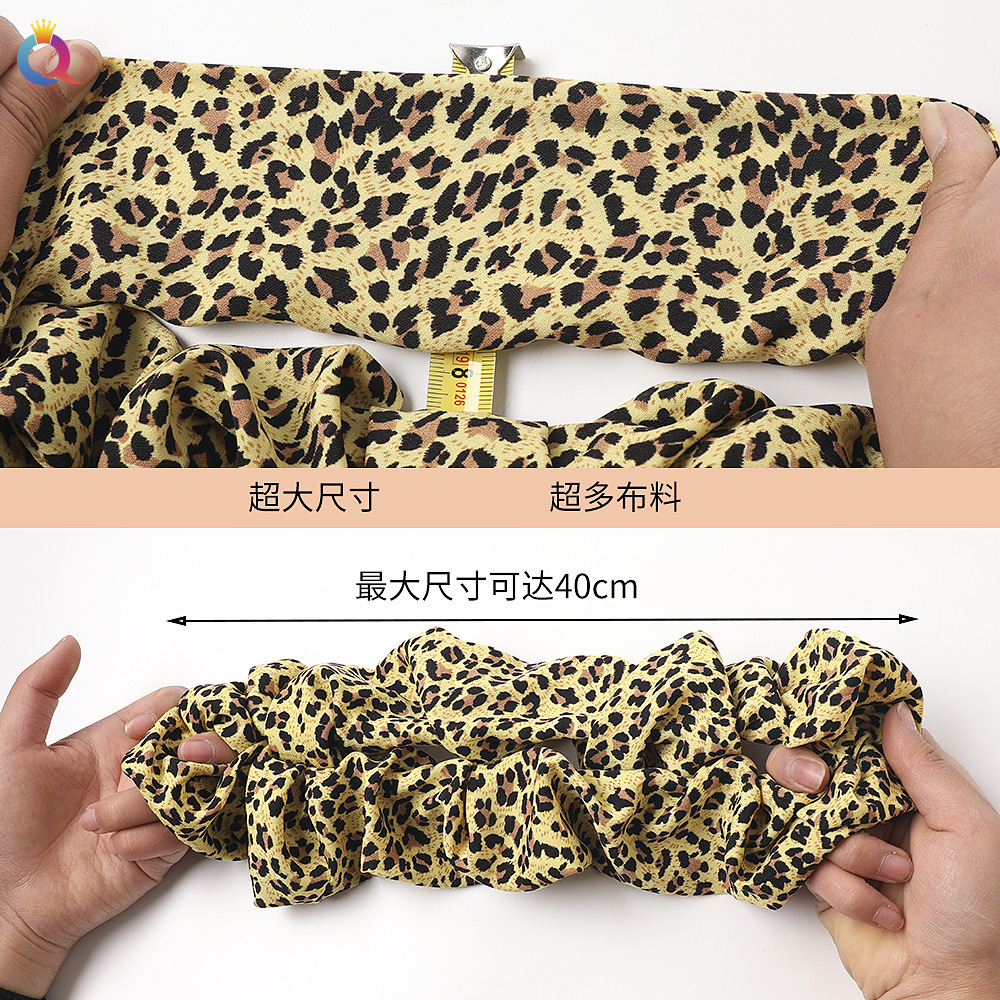 Qiyue European and American Large Intestine Hair band, hair tie, Hair band, hair tie, fabric polka dot leopard print large Intestine hair band and hair accessory wholesale Specification drawing