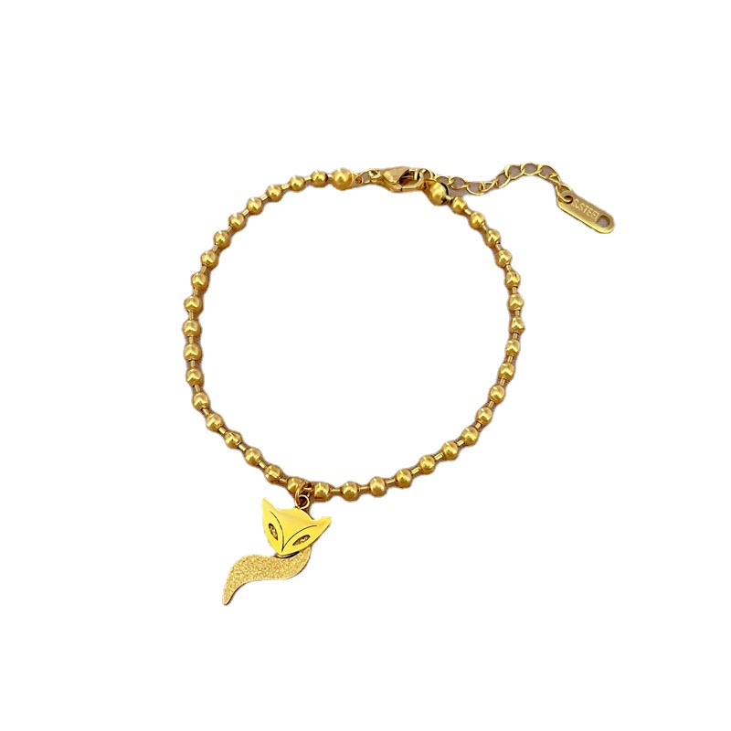 【 All-titanium Steel 】 Dongdaemun's unique and elegant forest-themed fox tail round bead bracelet, a female Internet celebrity's retro best friend Item Picture