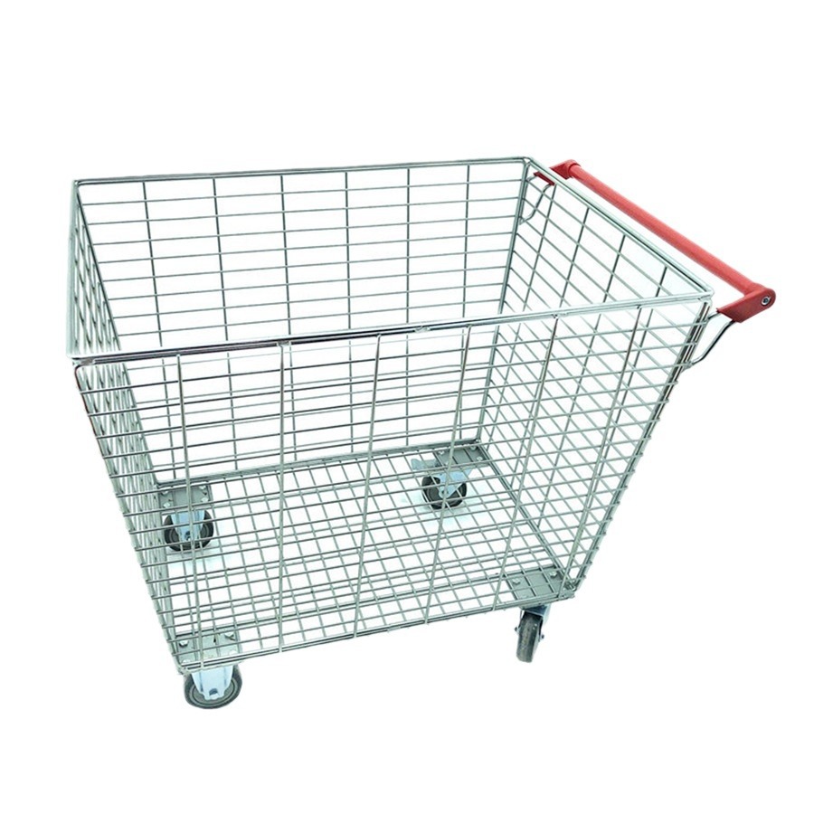 The warehouse sorting cart, supermarket handling, turnover net basket cage, large-capacity four-wheel metal mobile square basket trolley is portable Item Picture