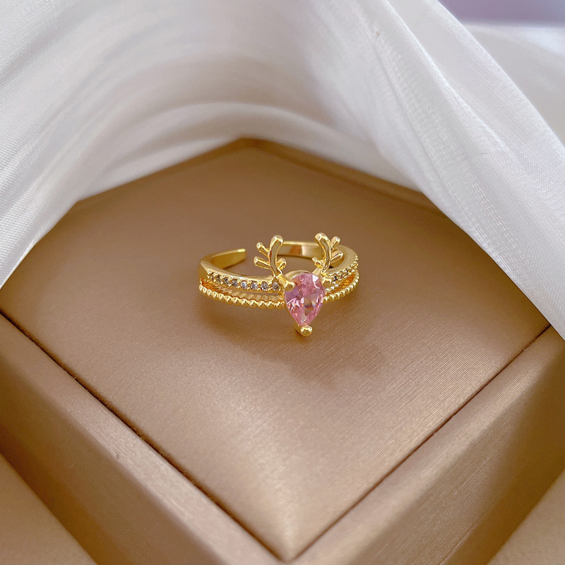 【 Real Gold 】 A Deer with You Full Diamond ring with adjustable opening, simple Japanese-style ring couple rings Application Scenario