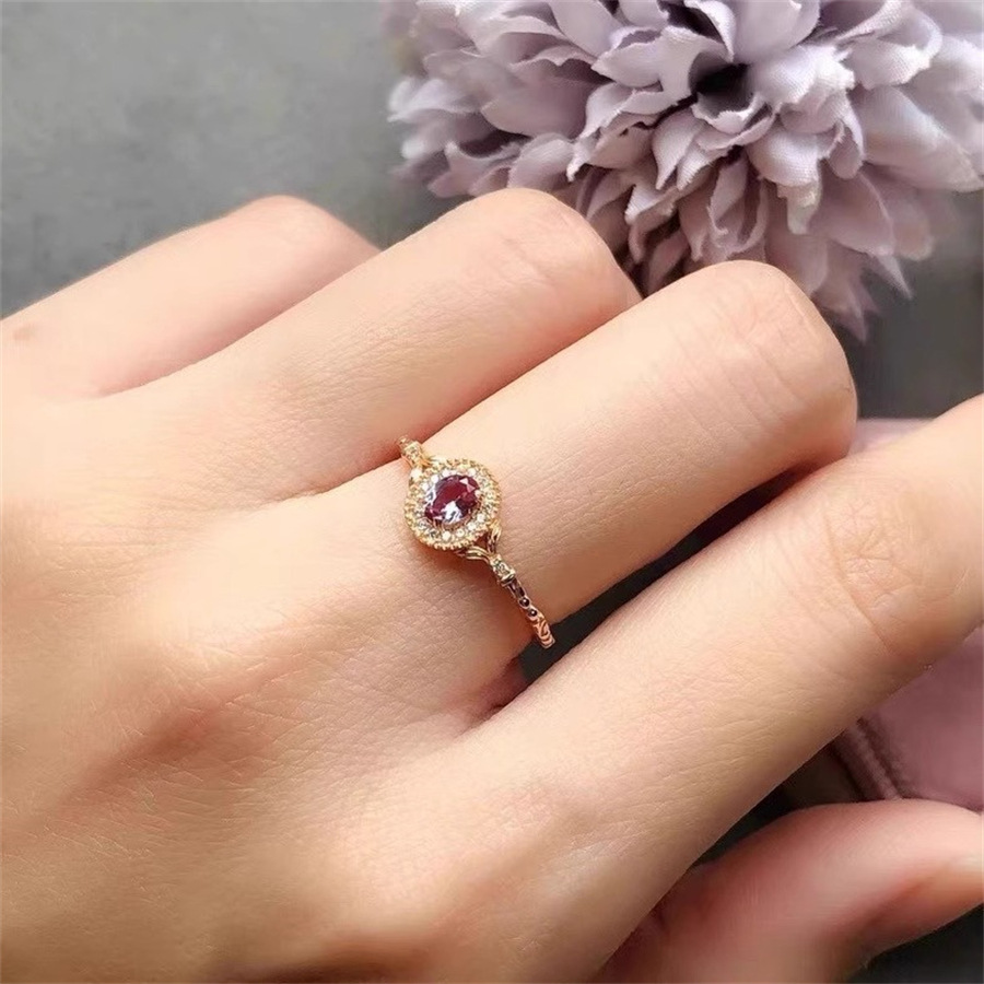 Alexander retro color-changing gemstone ring, women's light luxury high-end index finger ring, non-fading, versatile open ring Specification drawing