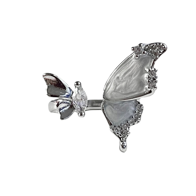 A new French sweet and cool butterfly drip glaze open ring for women's ins, with a cold style, light luxury and high-end elegance, is a sophisticated index ring Item Picture