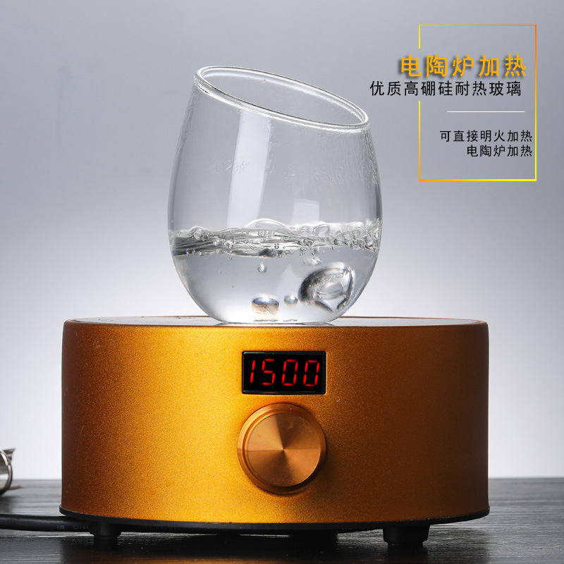 High borosilicate beveled glass cups, fashionable juice cups, large-capacity creative red wine glasses, high-temperature resistant glass cups Specification drawing