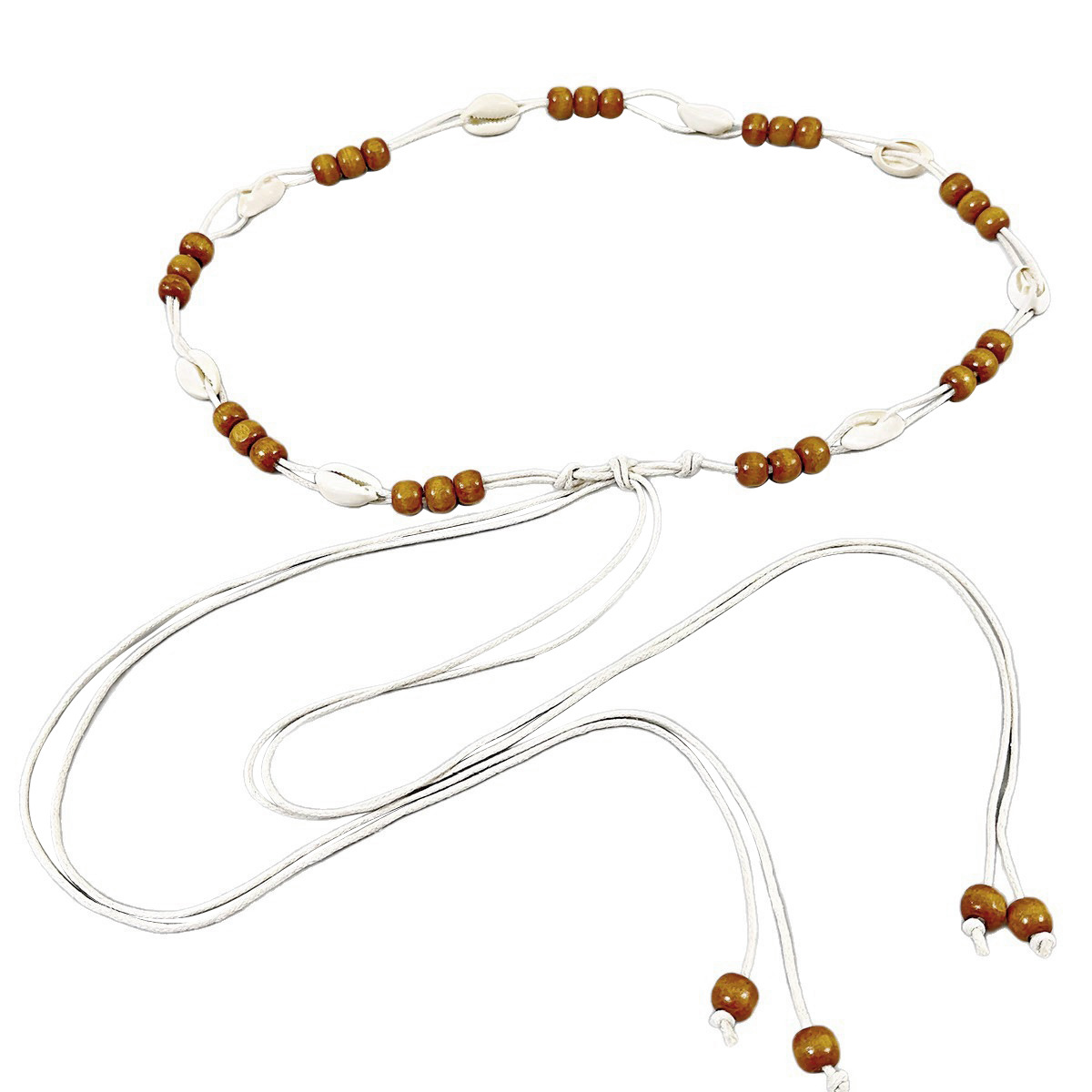 Bohemian braided beaded shell waist chain, women's design sense, ethnic style belt dress, waist-cinching accessory Item Picture