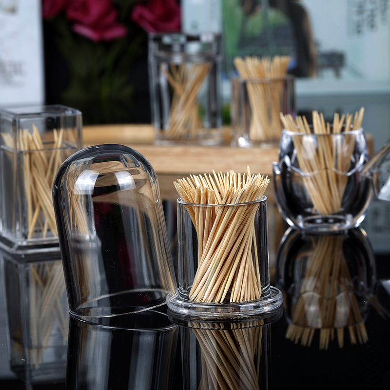 Thickened acrylic toothpick box, transparent toothpick bottle, round or square plastic toothpick cylinder, creative cotton pick box for restaurants Application Scenario