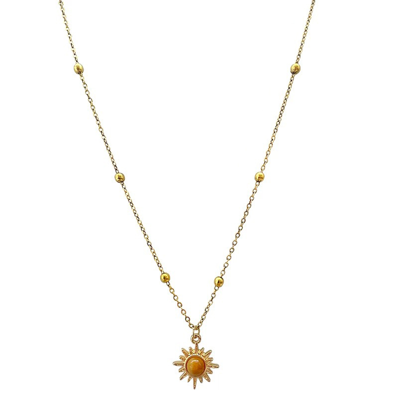 Maillard pu leather tiger's eye stone stacked choker necklace for women's autumn and winter sweater chain collarbone chain neck chain Item Picture