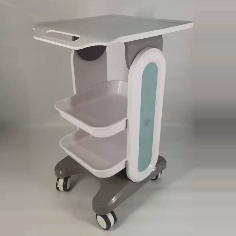 Simple abs clinic dental and oral tool cart, double tray mobile trolley, storage rack, medical equipment, beauty worker undefined