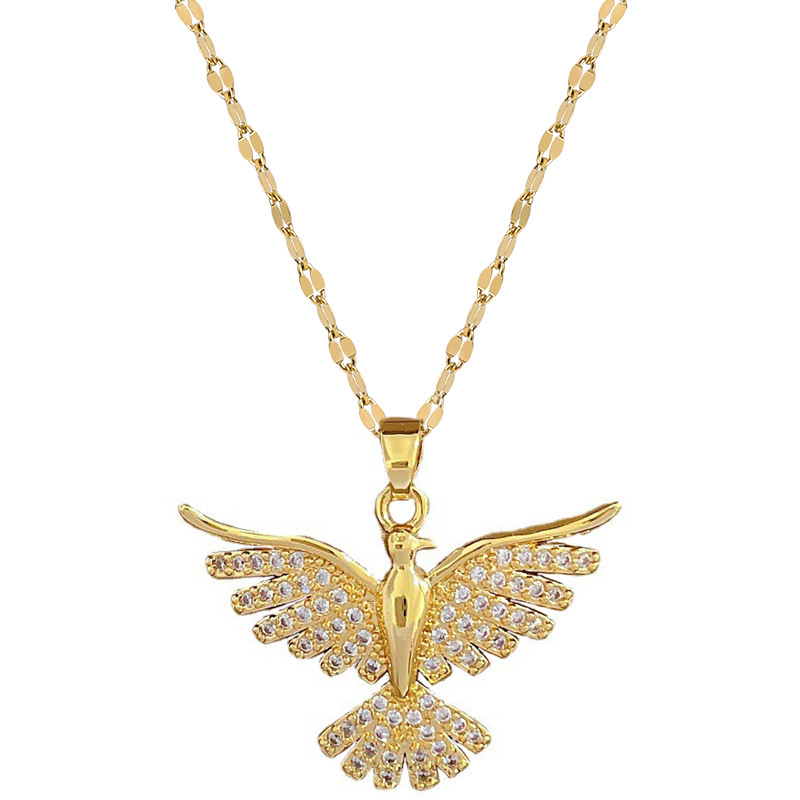 【 Titanium Steel 】 Phoenix Soaring, Light Luxury Cross-border Banquet and Wedding Necklace, Versatile collarbone chain for female Internet celebrities, Titanium steel chain Item Picture