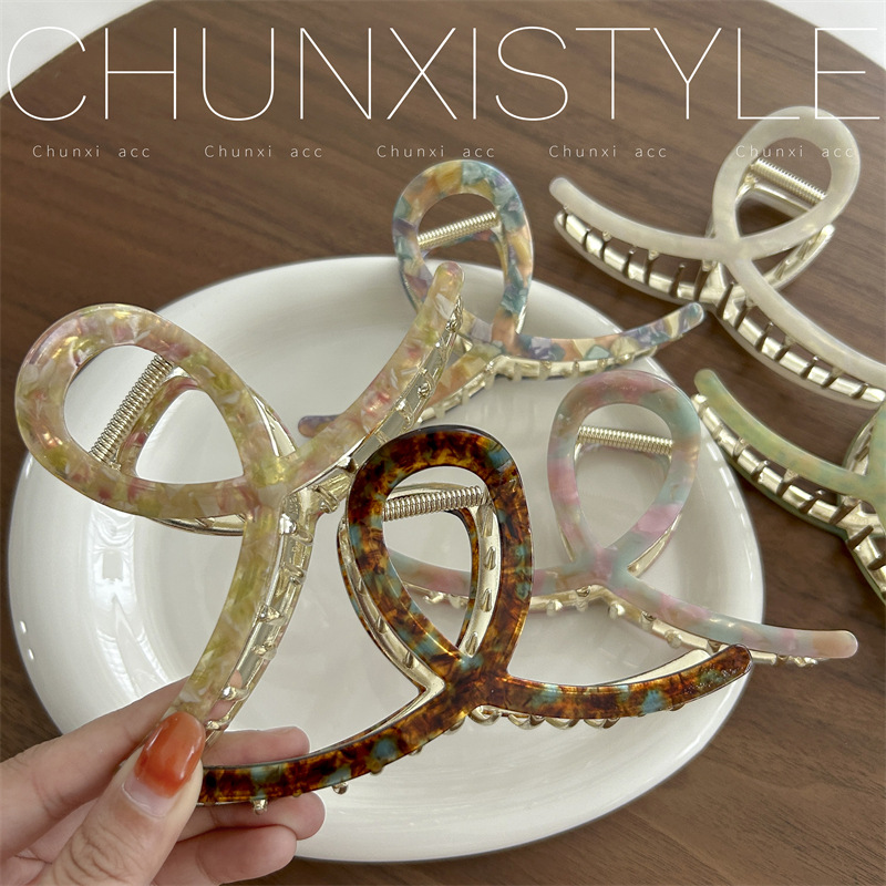French acetate hairpins for women 2023 summer, new high-end style, large hairpin, shark clip headwear at the back of the head Specification drawing