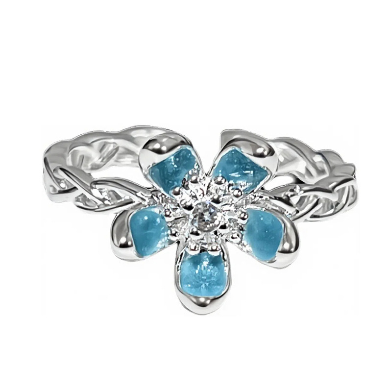 A traditional Chinese style glacier blue gradient with a cool and refreshing liquid butterfly ring, a women's light luxury and cold style sweet and cool fashionable index finger ring Item Picture