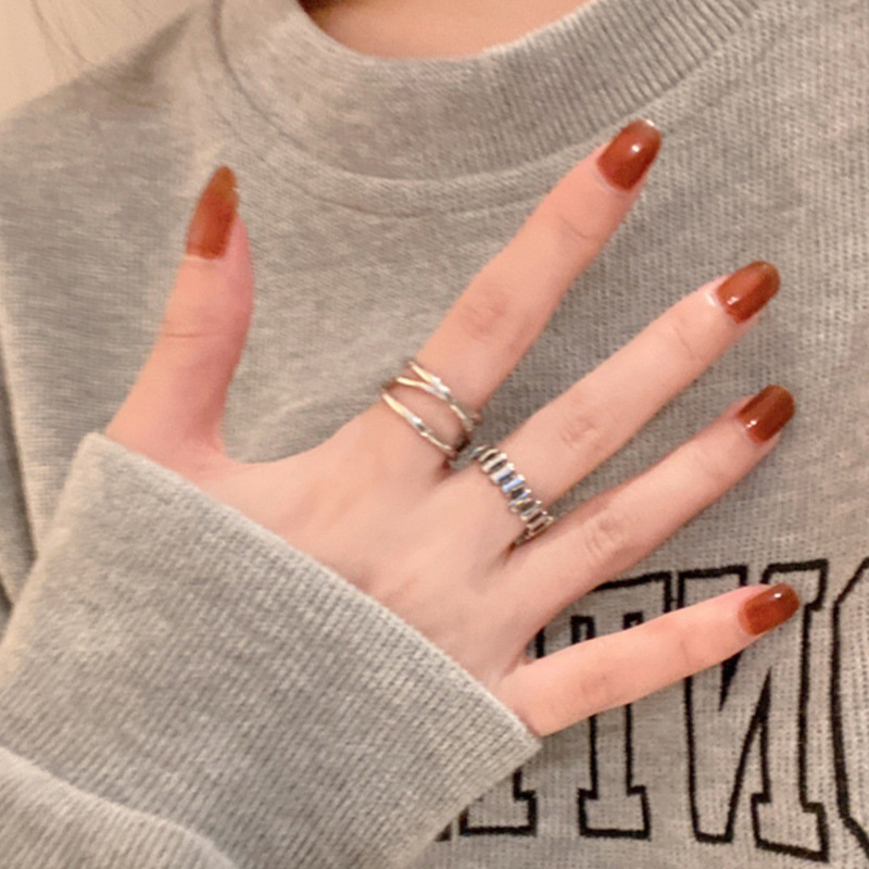 Sweet and cool style, aged and retro lines, simple open ring, women's niche cold style, high-end sense, fashionable and individual ring Specification drawing