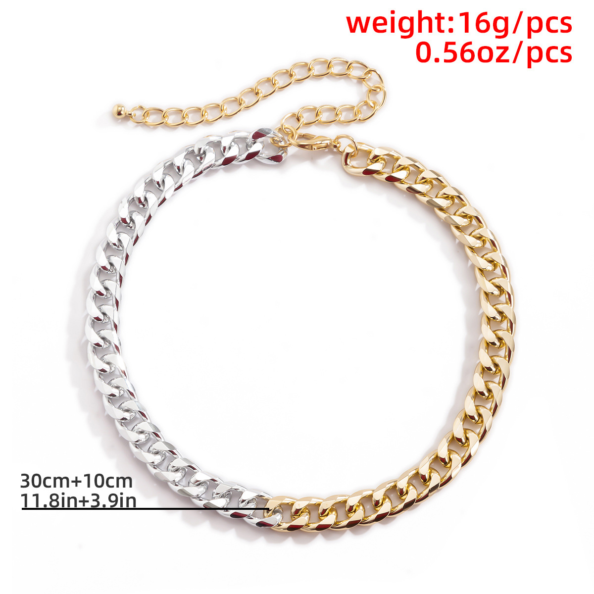 A simple geometric cross-chain necklace from Europe and America, a punk hip-hop trend single-layer mixed-color necklace for women Item Picture