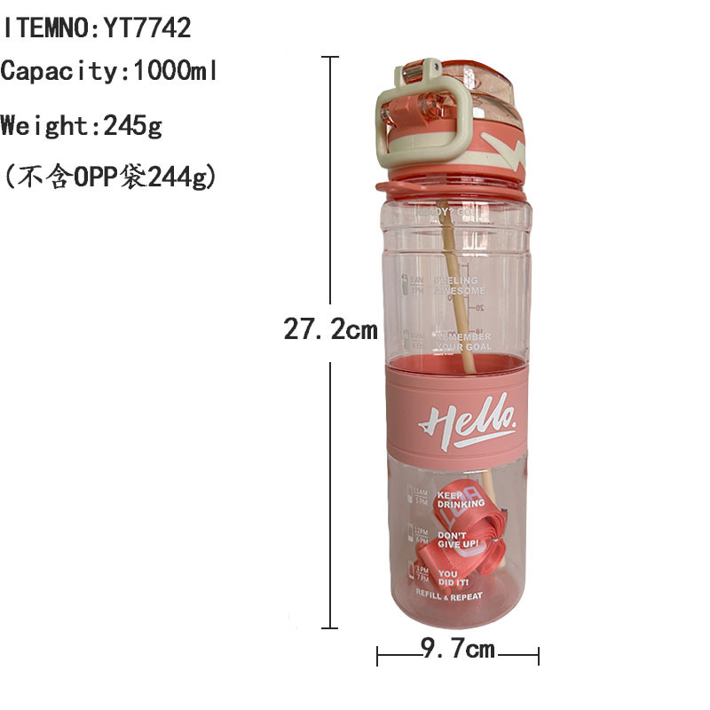 Wholesale summer portable backpack, duckbill, straw, plastic water cup, high appearance level, transparent water bottle, cross-border e-commerce 1000ml Application Scenario