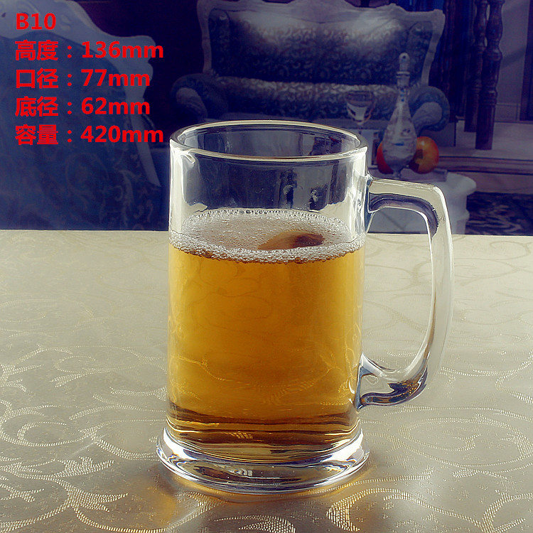 Thickened transparent glass beer mugs, large-capacity glass cups with handles, tea cups, milk tea cups, draft beer cups, and can be printed with logos Application Scenario